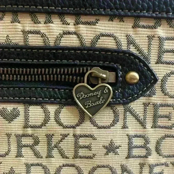 Dooney & Bourke Vintage Signature Canvas Print Small Soft Satchel Shoulder Bag - Picture 3 of 16